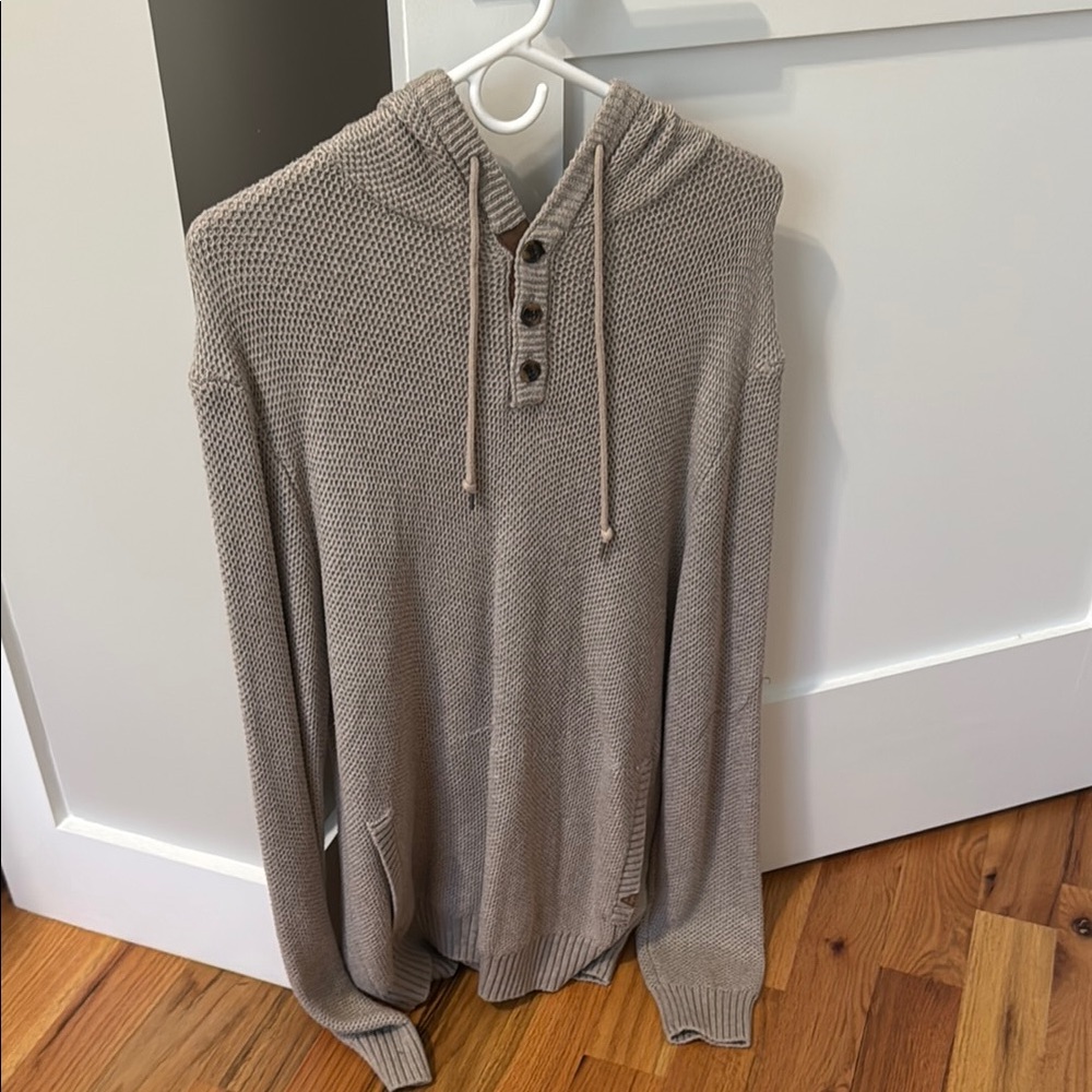 Men's Beige Knit Cardigan Sweater